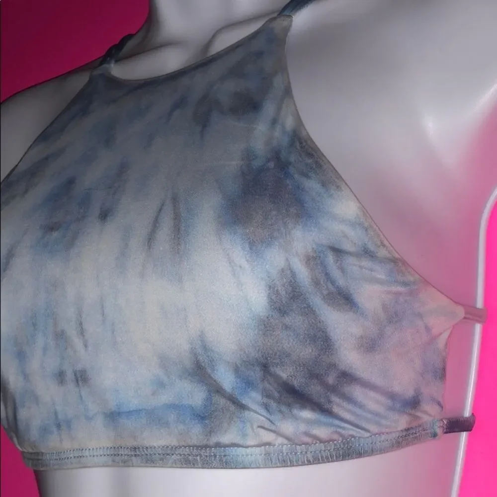 Frankie's Bikinis Blue Tie-Dyed Bikini Top